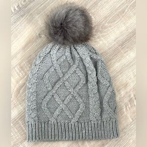 J.Crew women’s grey winter hat with Pom Pom, New with tags